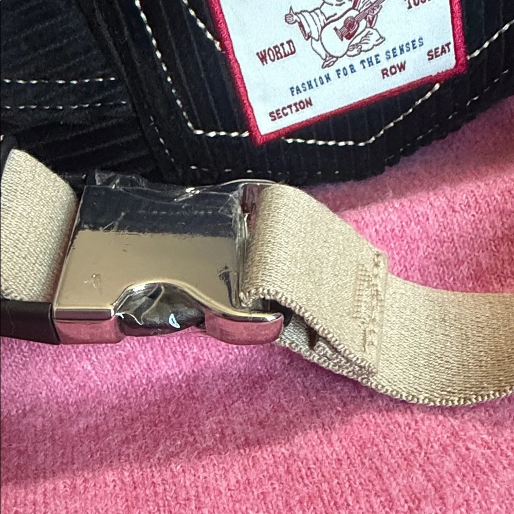 True Religion Black Crescent Shoulder Bag with Cream Strap - Picture 11 of 11